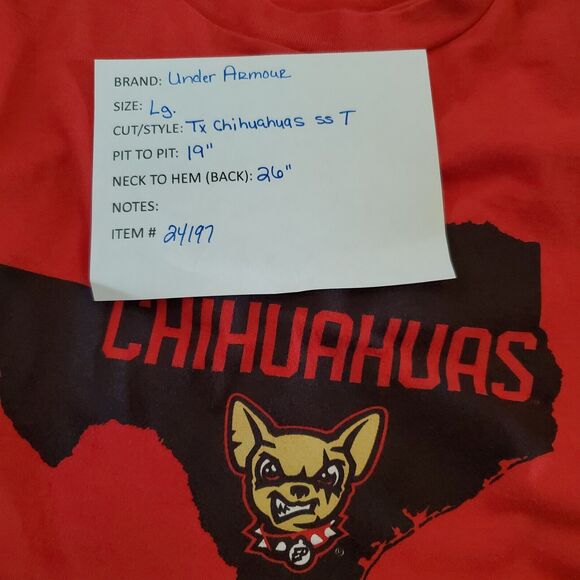El Paso Texas Chihuahua Baseball Under Armour Red Short Sleeve Tshirt Large MiLB - Picture 6 of 6